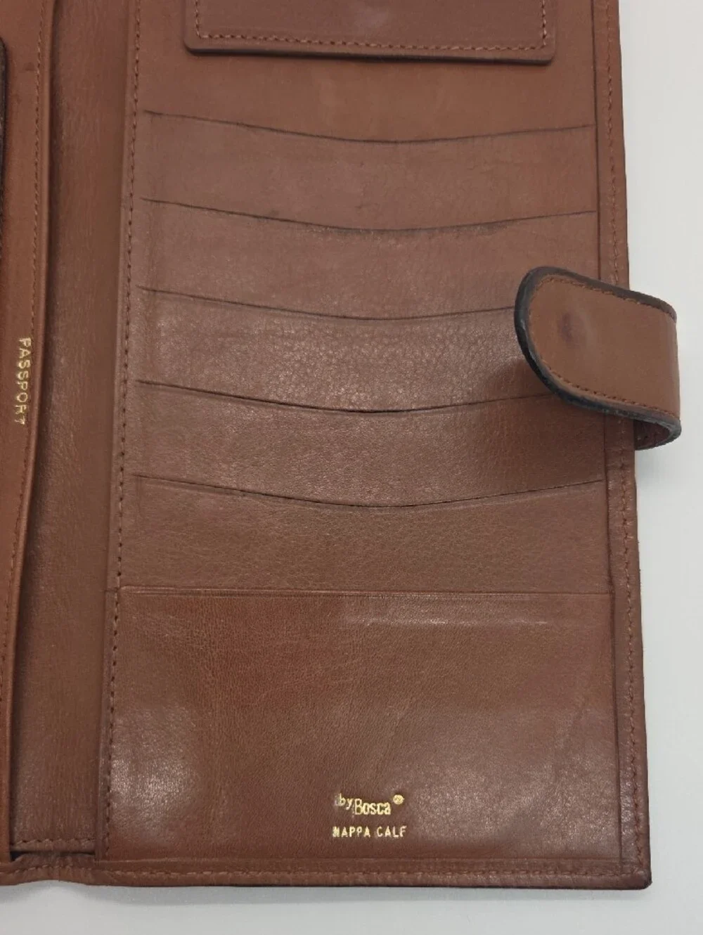 Bosca Nappa Calf Brown Leather Men's Wallet Organizer with Snap Closure